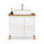 Meuble-lavabo autoportant 32 po avec lavabo vasque en céramique blanche, 1 porte et 2 tiroirs à fermeture en douceur
