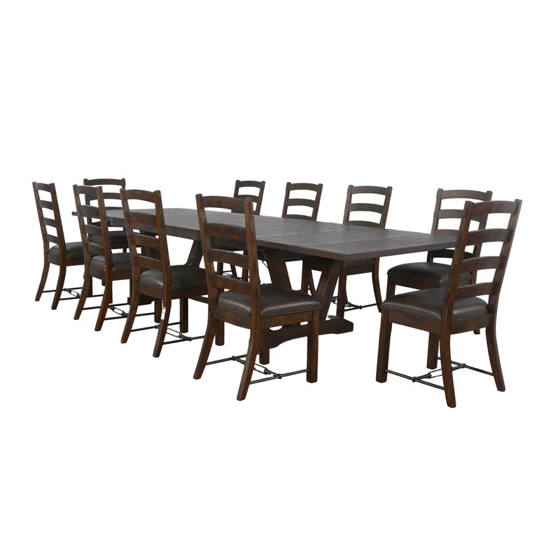  Ensemble de salle à manger à rallonge pliante Yellowstone, 11 pièces: table, 10 chaises