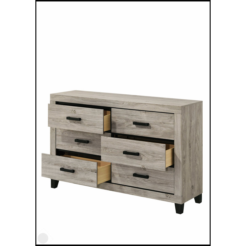 Mari Light Gray Finish Dresser With Six Spacious Drawers, Dovetail Construction, And Sturdy Wood Design For Modern And Traditional Spaces.
