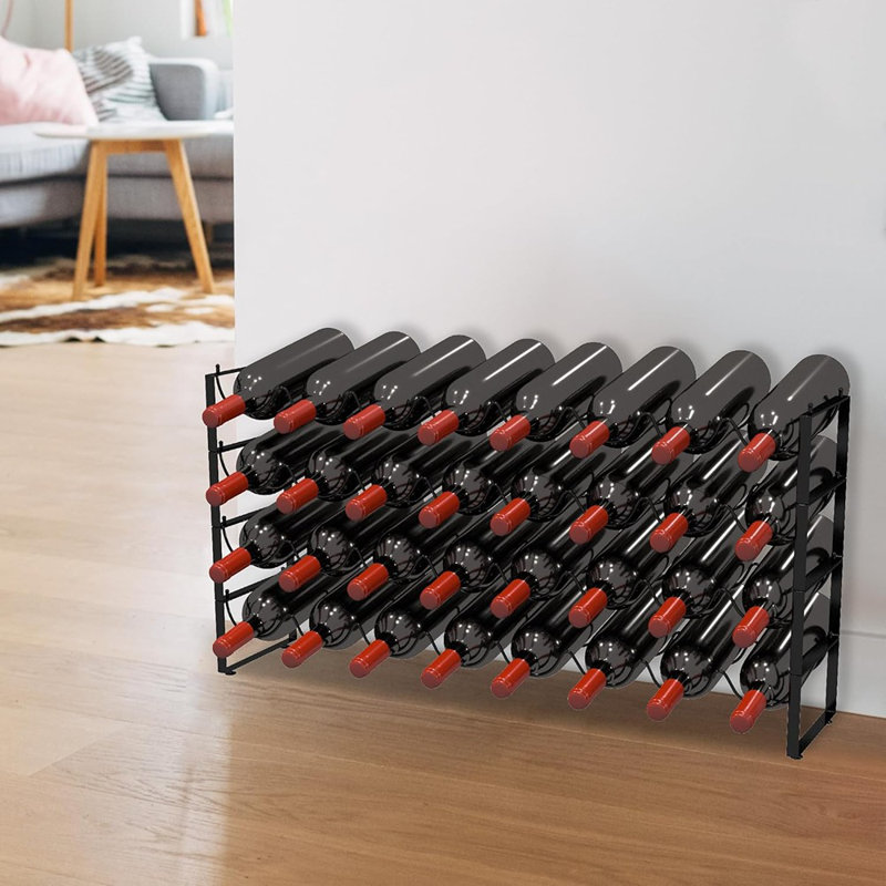 Support à vin à 4 niveaux, rangement pour 32 bouteilles, support à vin empilable ...