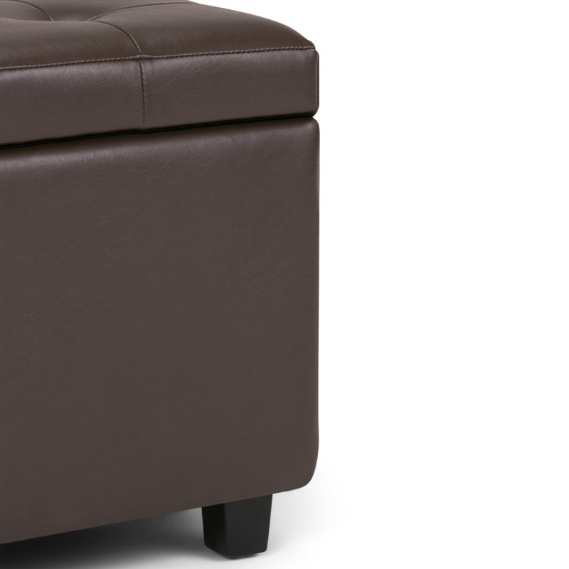 Cosmopolitan Chocolate Brown Tufted Faux Leather Storage Ottoman