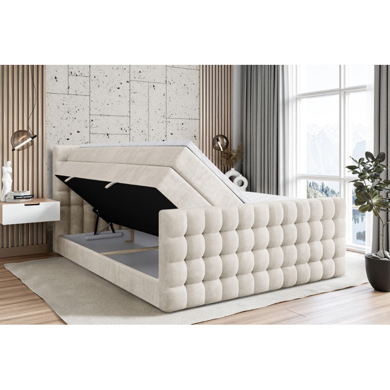 Brandalucci Pocket Spring Mattress Divan Bed Set, 160cm W x 200cm L, Beige