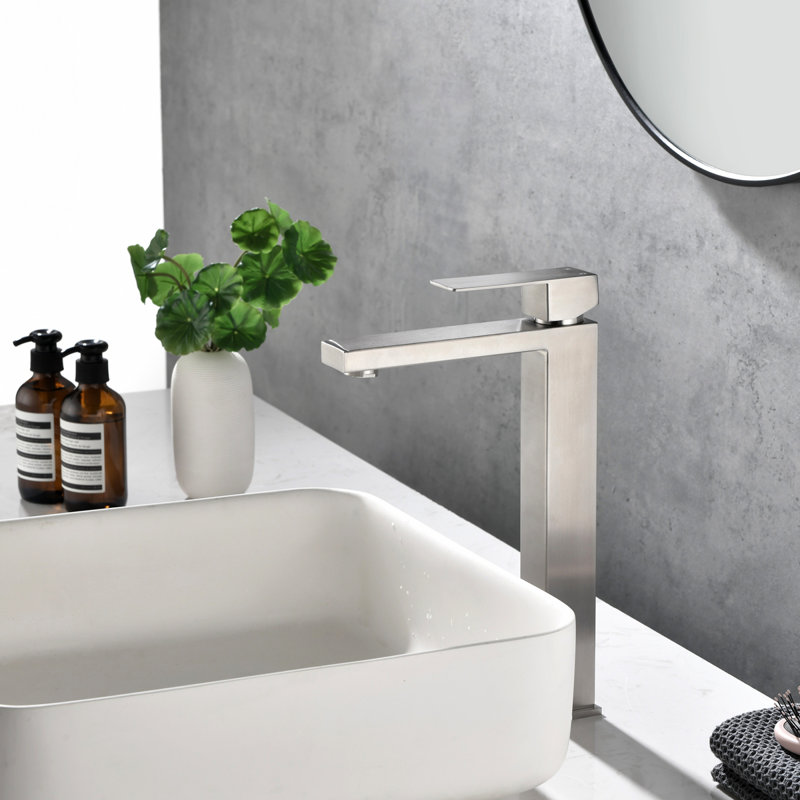 Single Handle Bathroom Sink Faucet, Bathroom Sink Vanity Faucet With Water Supply Hose, Brushed Nickel