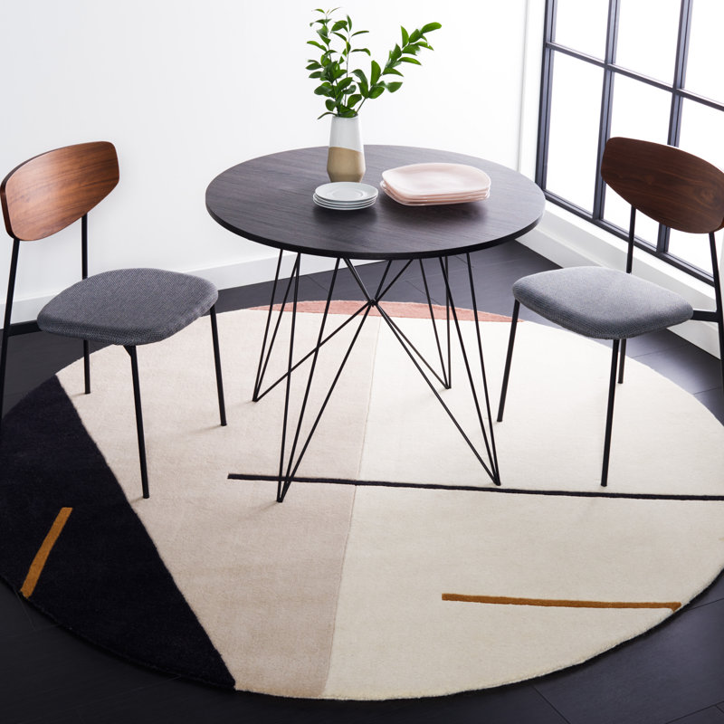Tapis en laine touffeté à la main Delahni, Rond 3 pi
