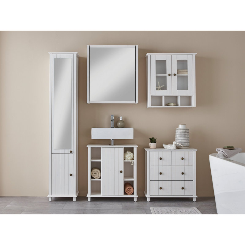 Raab Solid Wood Freestanding Bathroom Cabinet, White