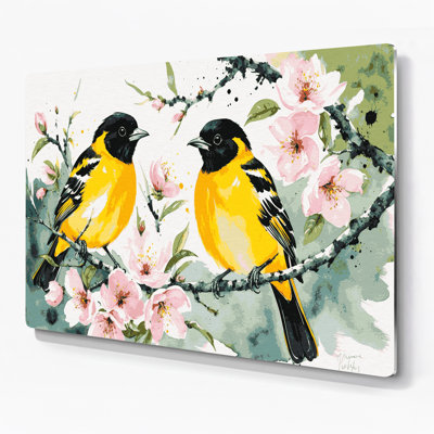 Oiseaux, art mural en métal beige