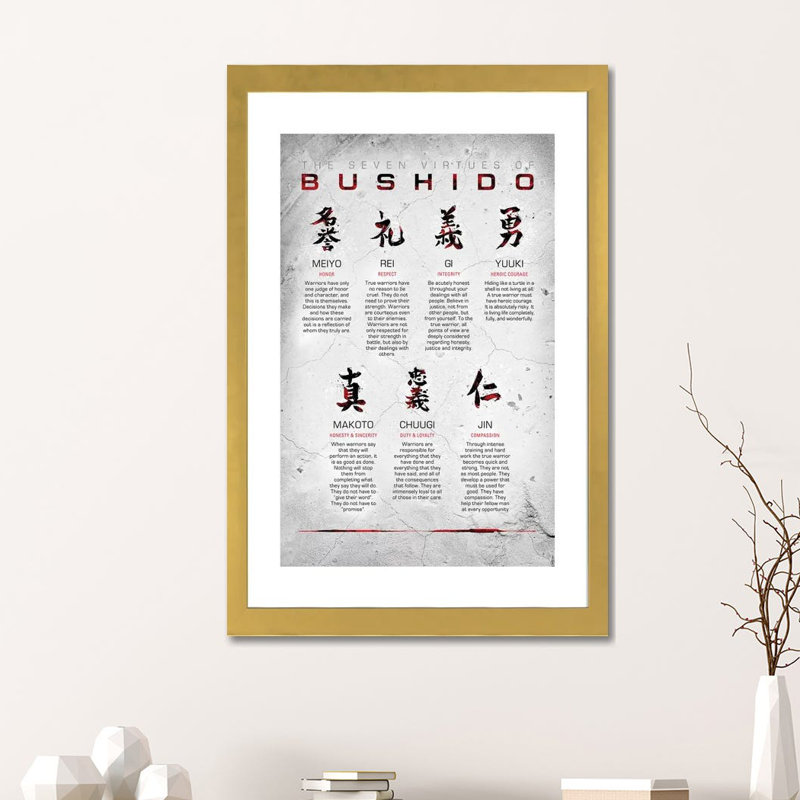 « Bushido code » par Nikita Abakumov-impression d’art graphique, Papier encadré noir, Blanc, H 24 po x l 16 po x P 1 po