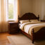 Ensemble de chambre à coucher grand lit, bois brun, ensemble de 3 pièces avec 2 tables de chevet