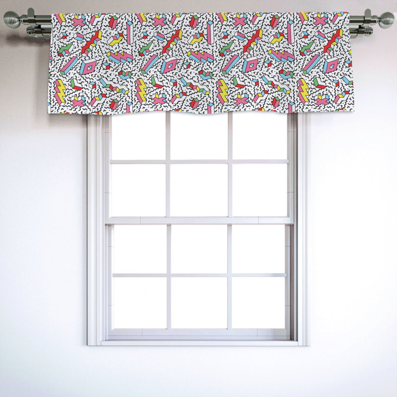 Sateen Geometric Ruffled Window Valance