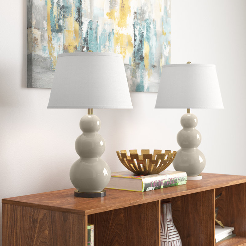 Dearious Ceramic Table Lamp, Light Grey