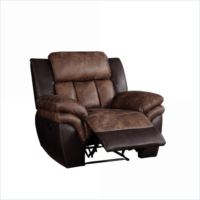  Fauteuil inclinable à mouvement capitonné en tissu poli, confort réglable sur mesure, soutien structuré, brun chaud