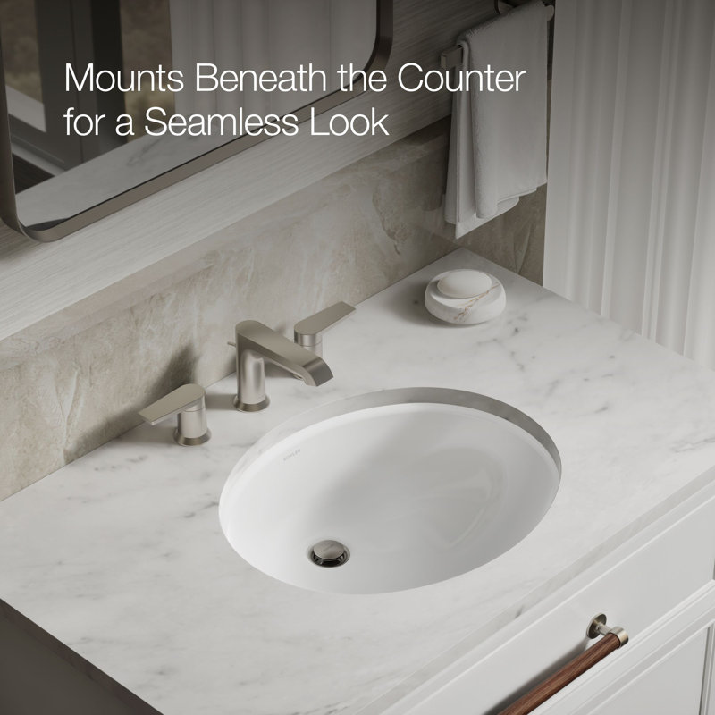 Caxton® Ceramic Oval Undermount Bathroom Sink, White
