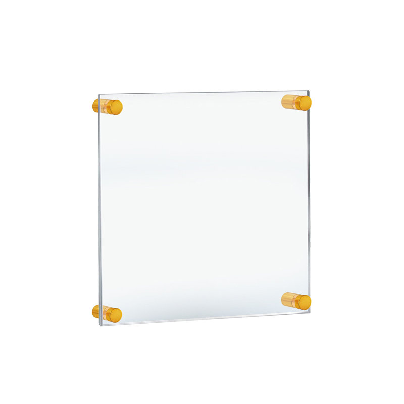 Floating Acrylic Wall Frame with Gold Stand Off Caps: 9" x 12" Graphic Size, Overall Frame Size: 13" x 16"