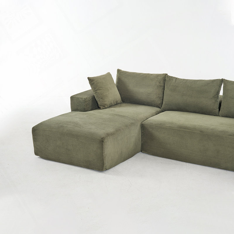 Canapé modulaire 2 pièces, Velours côtelé vert