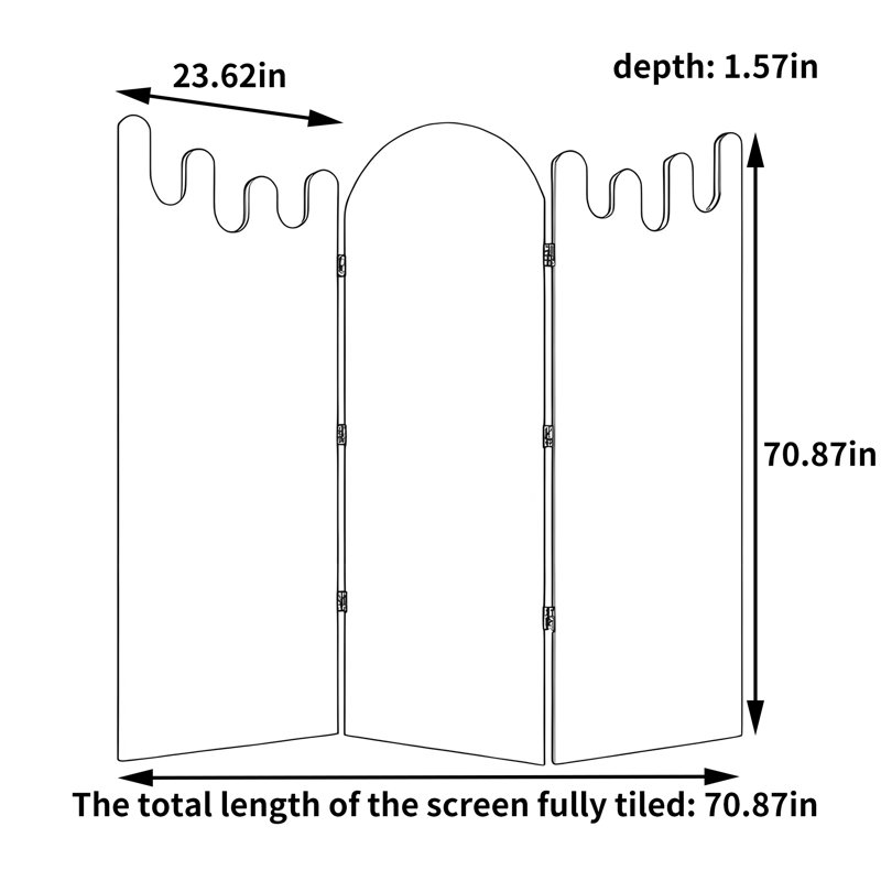 70.87" W x 70.87" H 3 - Panel Folding Room Divider 