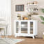 Buffet moderne avec portes en verre cannelé, armoire de rangement 36 po avec tablette réglable, armoire à café en bois, armoire d'appoint pour la cuisine, le salon