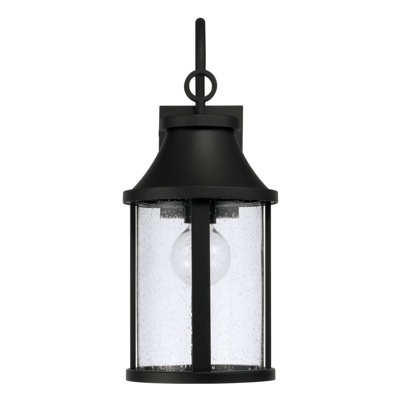 Lanterne murale cylindrique d'extérieur 3 lumières en noir avec verre bullé, H 19 po x l 7,5 po x P 10,75 po
