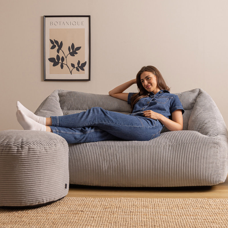 Icon Adult Corduroy Refillable Bean Bag Set, Grey