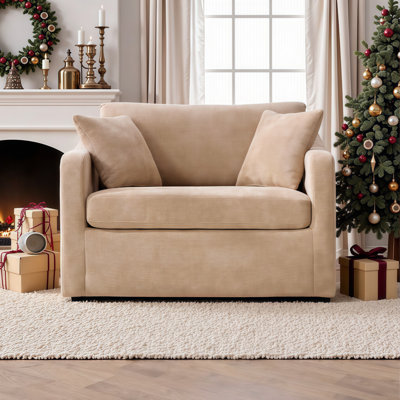 Extra Wide Modern Farmhouse Accent Chair - Plush Chenille Upholstery with Detachable Pillows & Sturdy Metal Legs