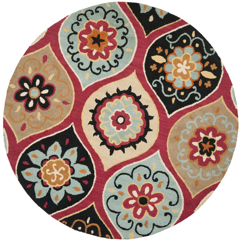 Roslyn Hand Tufted Wool Damask Rug, Round  7' x 7'