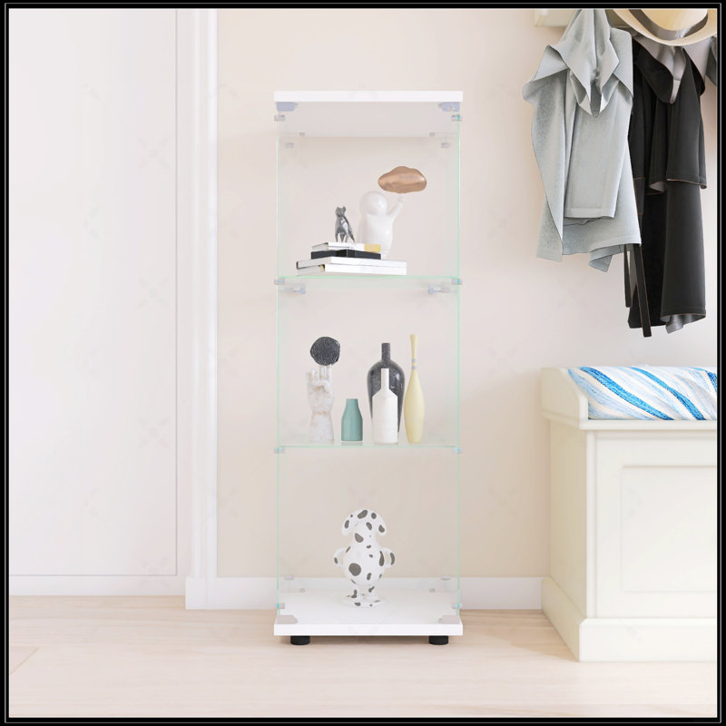 Vitrine en verre avec 3 tablettes, Blanc