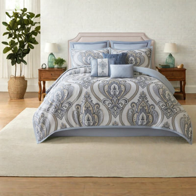 Ensemble de literie jacquard bleu - Pièce, ensemble de couette double/queen pour la maison