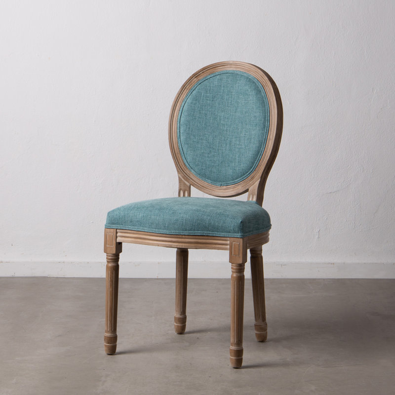 Alaysia 49cm H Polyester Blend Upholstered King Louis Back Side Chair, Blue