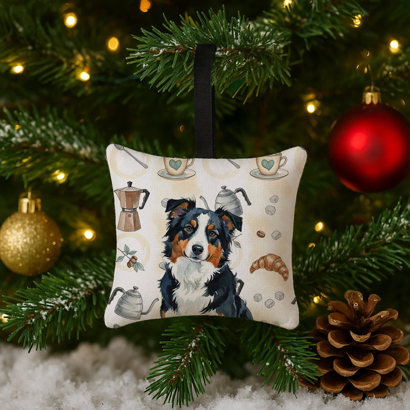 Ornement carré en tissu noir 3,5 "3,5", American Shepherd Black Tri