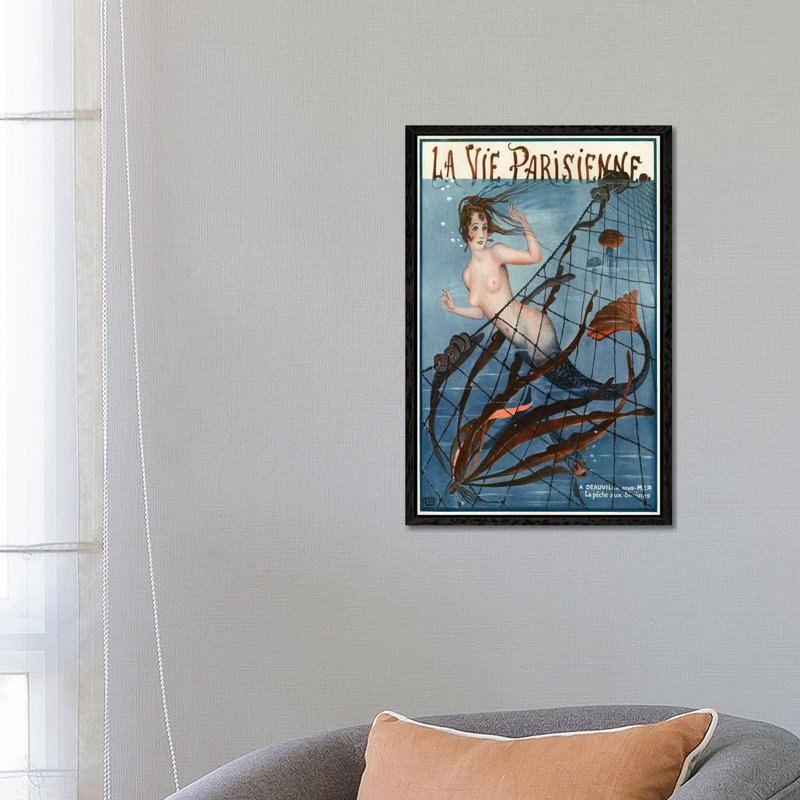 1921 La Vie Parisienne Magazine Cover - Print on Canvas, 101.6cm H x 66.04cm W x 3.81cm D, Black Floater Framed