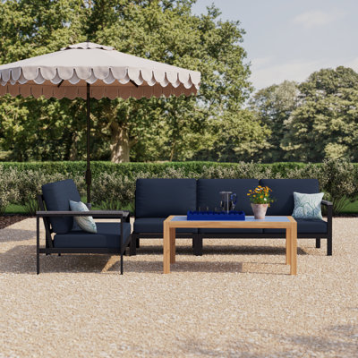 Townsend Outdoor 5 Person Sectional Seating Group With Sunbrella Cushions