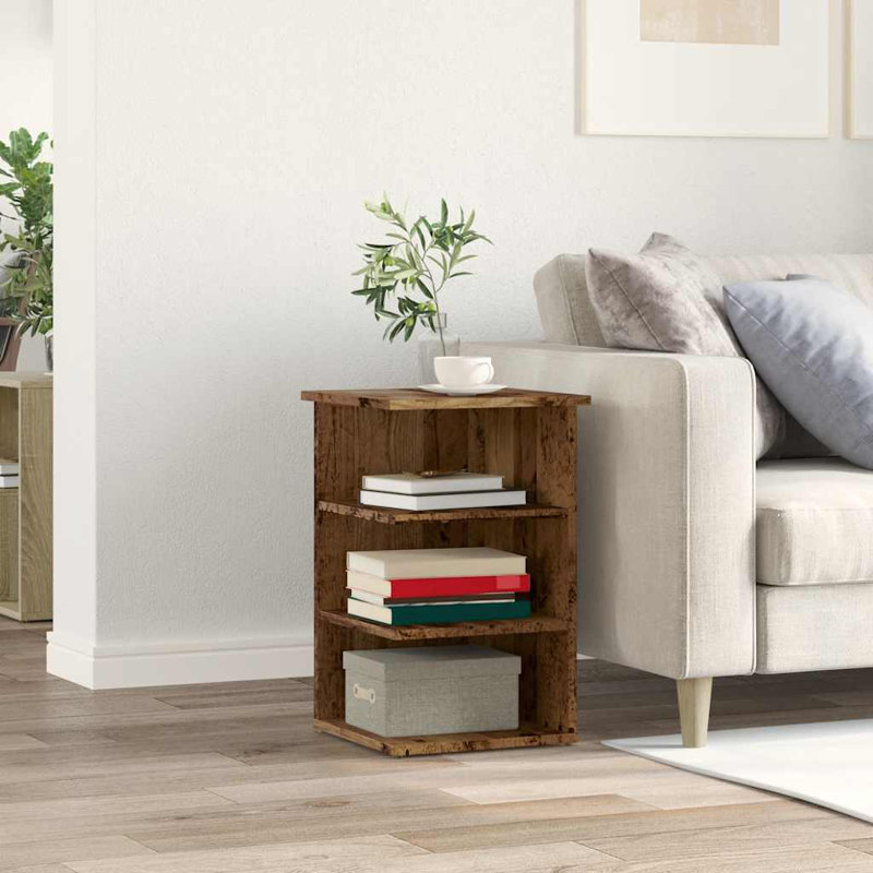 35cm W Manufactured Wood Bedside Table, Old Wood