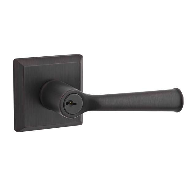 Federal Keyed Door Lever with Traditional Square Rose Baldwin