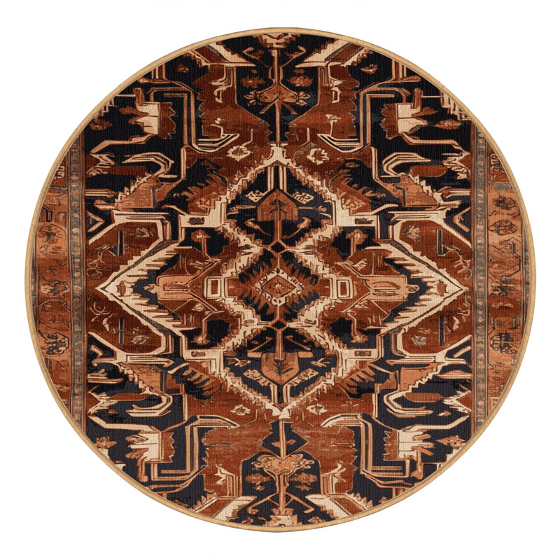 Tapis brun lavable à la machine, Rond 7 pi