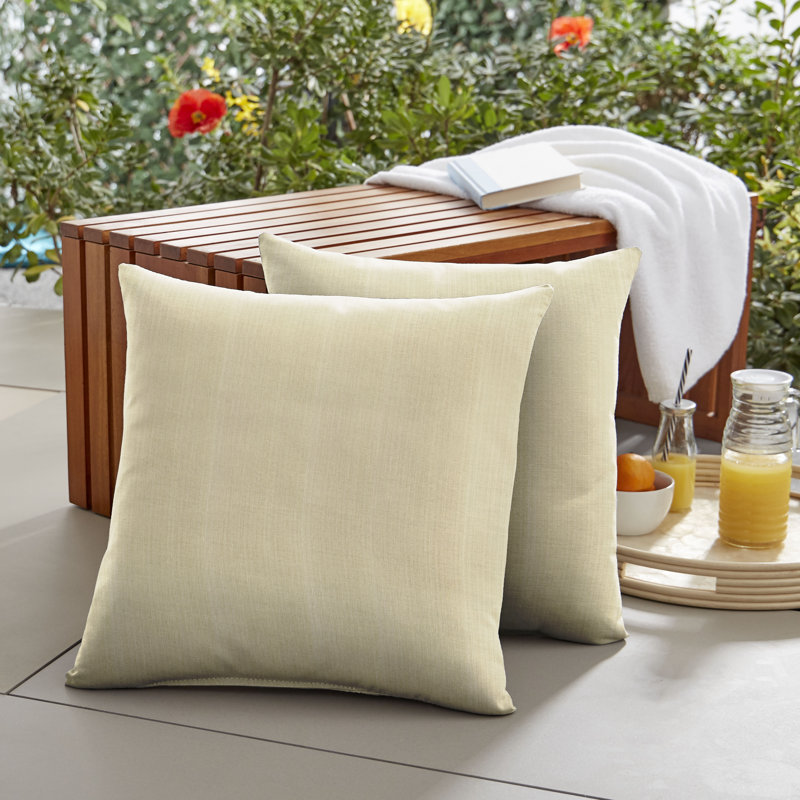 Greer Sunbrella® Outdoor Reversible Throw Pillow, 22" x 22", Dupione Sand