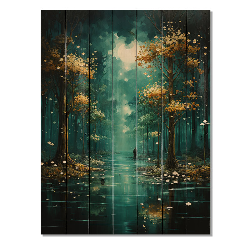 Solitude dans la forêt d'émeraude I sur bois, H 32 po x l 24 po x P 0,78 po