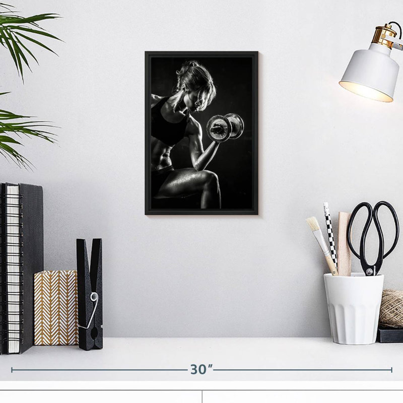 Fitness Lady, 9 po x 13 po, Cadre flottant noir