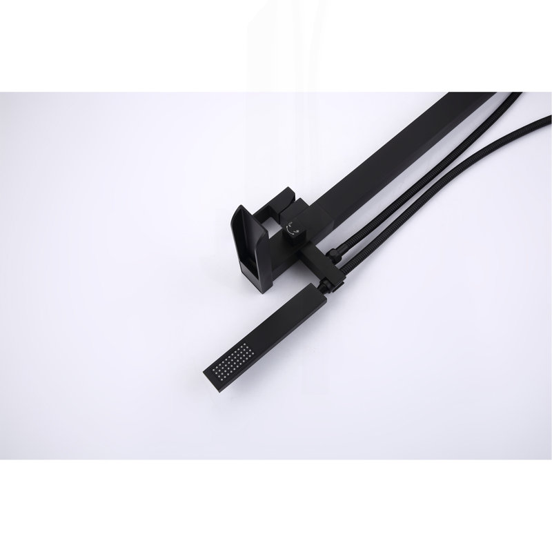 Freestanding Bathtub Faucet Tub Filler Matte Black Floor Mount Bathroom Faucets Single Handle with Hand Shower