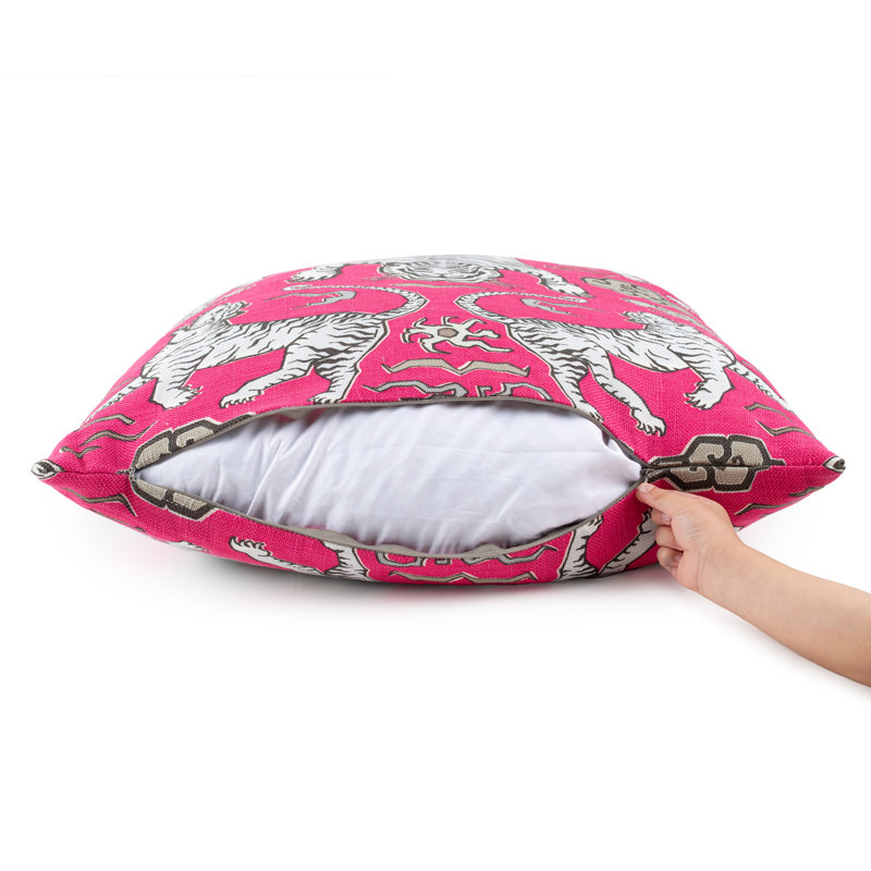 Housse et insert de coussin carré Tiger Land, Rose
