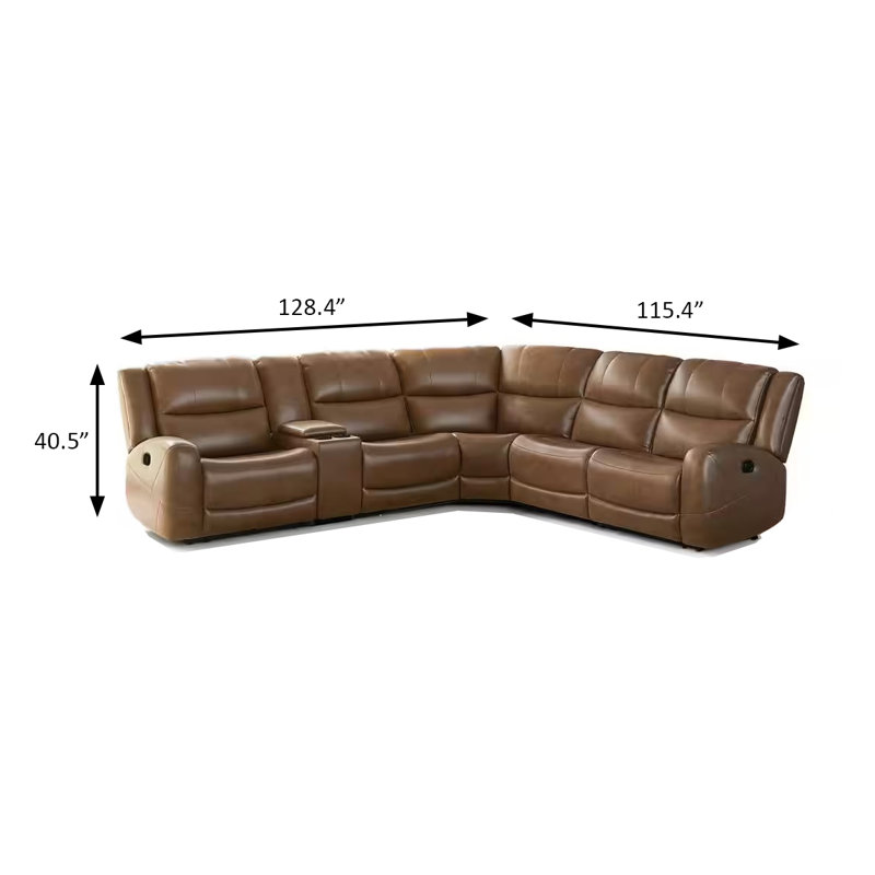 Canapé modulaire transitionnel l 128,4 po, brun, Brun