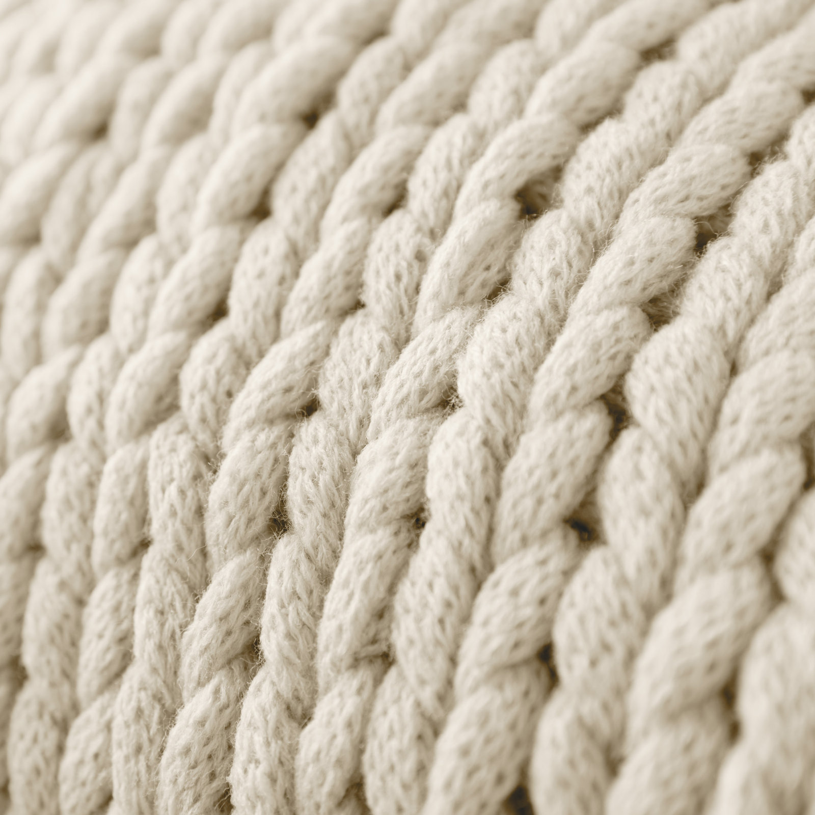 Handmade Chunky Knit Throw Blanket, Ivory