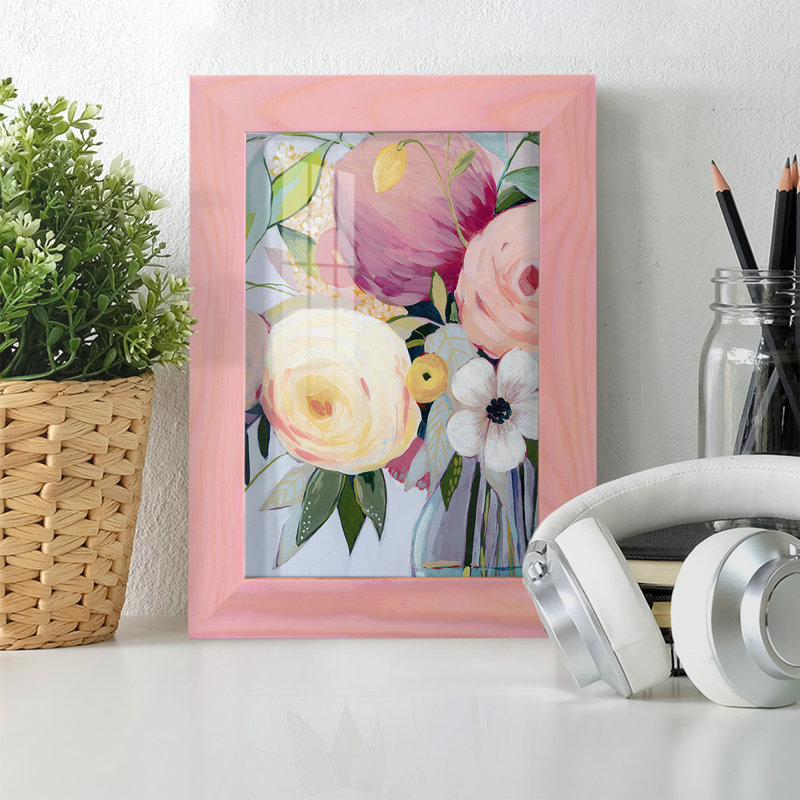 Georgia Bouquet I, encadré sur papier, H 6 po x l 4 po x P 1 po, Rose