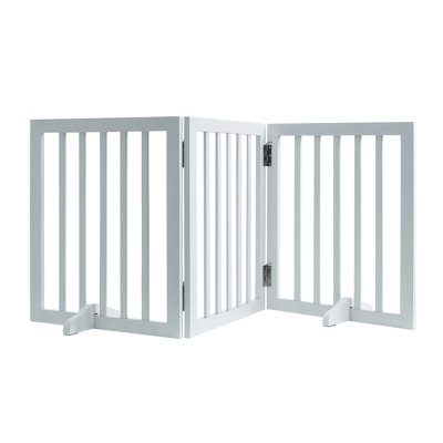 Barrière autoportante pour chien - Barrière pour animaux pliable en 3 panneaux pour les portes et les escaliers larges, clôture de sécurité intérieure extensible avec pieds antidérapants