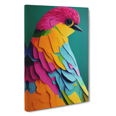 Technicolour Bird No.1 Abstract - Wrapped Canvas