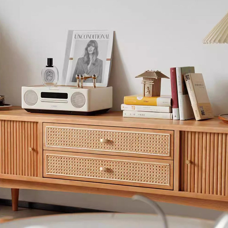 Meuble télé en bois de cerisier, H 20,47 po x l 62,99 po x P 15,75 po