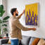 Lupines Against Gold Botanical - Wrapped Canvas-743356051-743356048