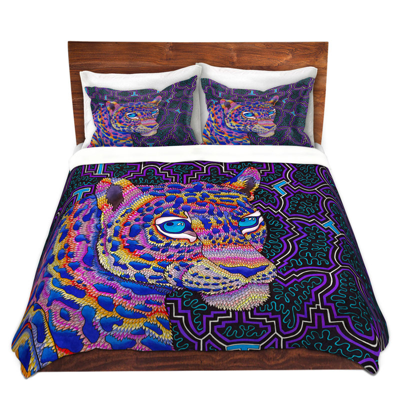 Ensemble de housse de couette jungle jaguar, 1 housse de couette grand + 2 taies standards