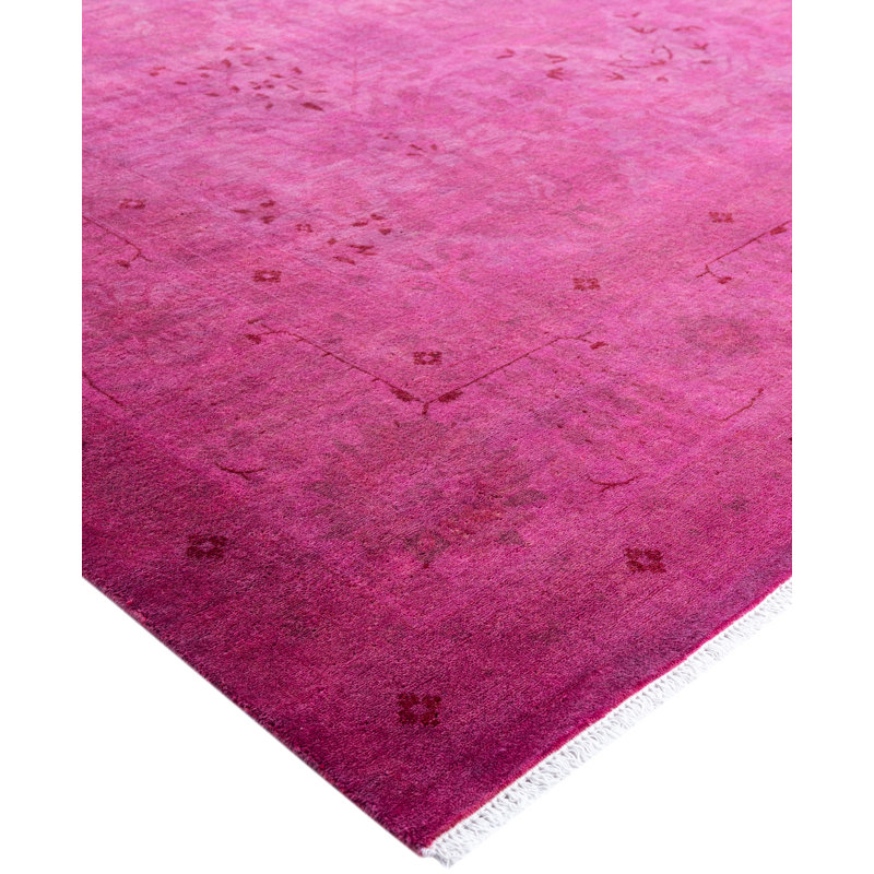 Overdyed Hand-Knotted Wool Modern-Contemporary Purple Area Rug 7' 10" x 8' 4"