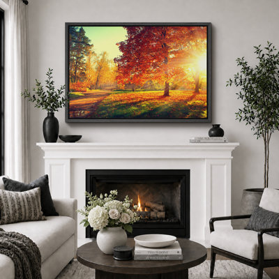 Autumn Fall Color Autumn Scene Fall Forest Maple Trees Natural Landscape Canvas Print Large Wall Art