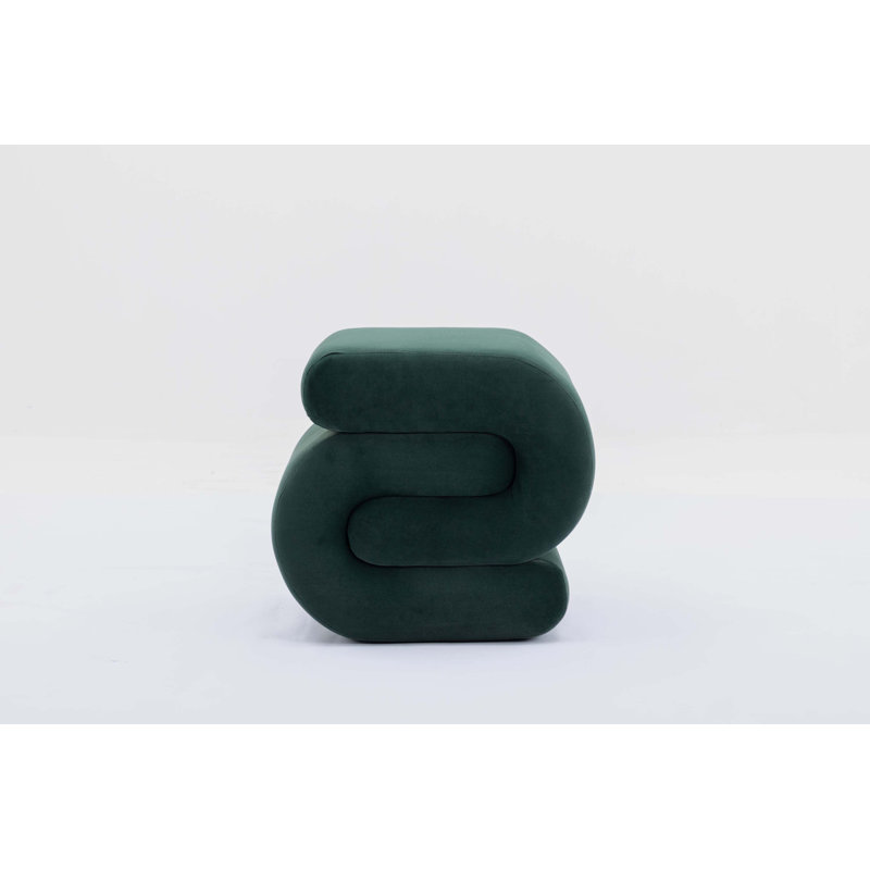 Merchiston Solid Wood Accent Stool, Dark Green