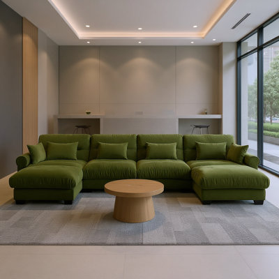 Canapé modulaire en U à 4 places avec 2 repose-pieds et coussins amovibles
